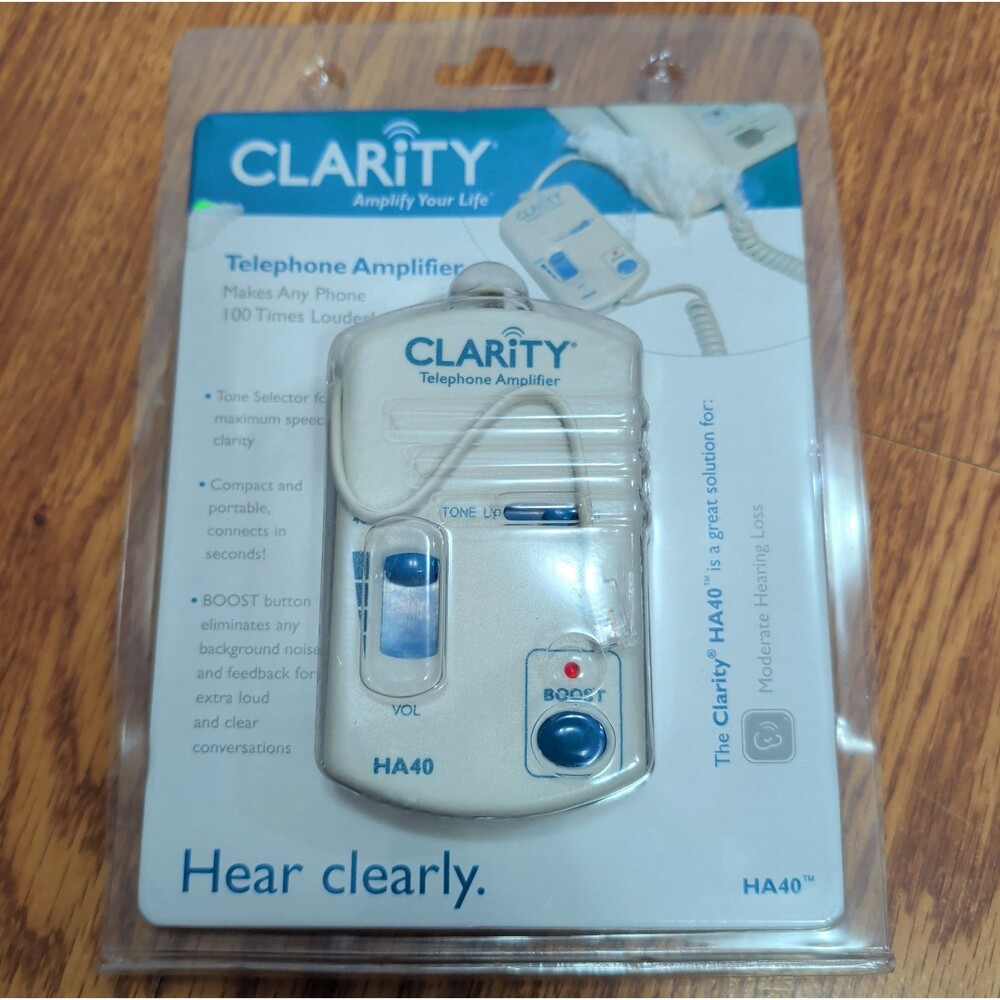Clarity Telephone Amplifier For Moderate Hearing Loss HA40 w/ Tone Control